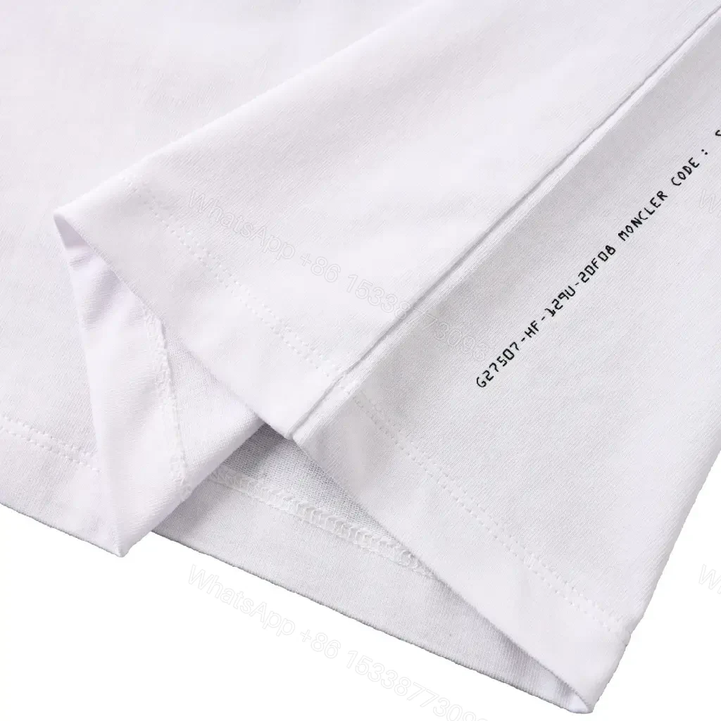 View 12 of Lightweight White Tee with Subtle Moncler Logo, Modern, Ultra-Comfortable