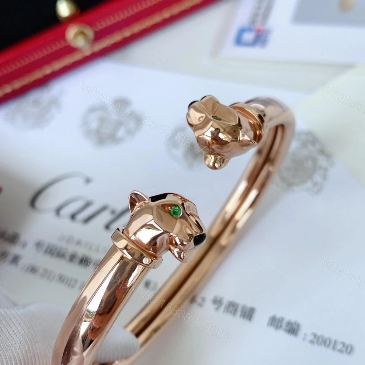 18K Rose Gold Panthere De Cartier Cuff Bracelet Vintage — view 1