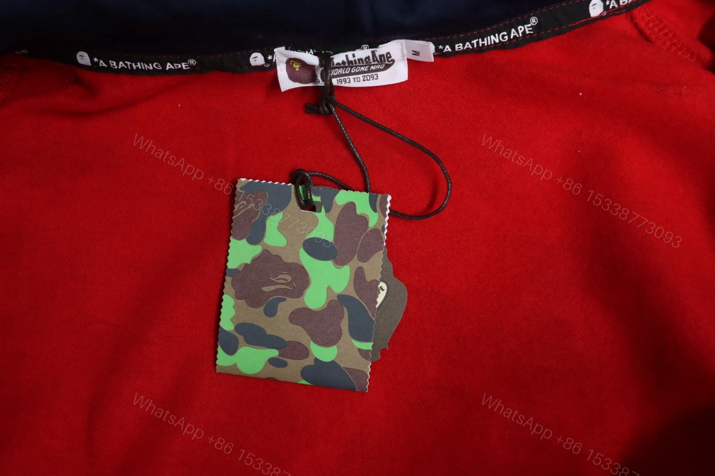 View 8 of BAPE Camouflage Double Hat Hoodie Red