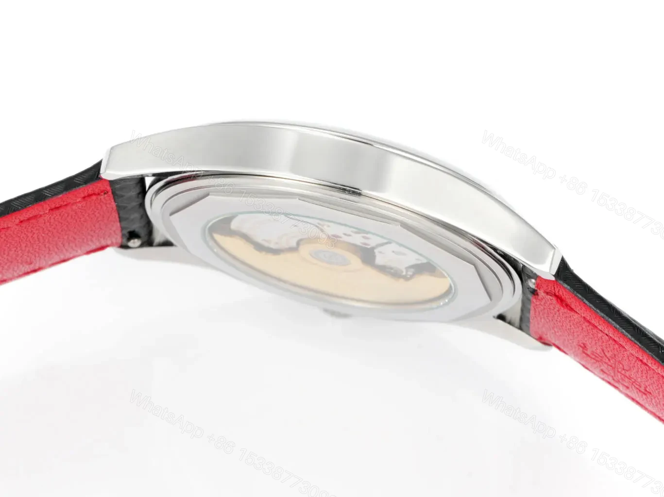 View 7 of Patek Philippe Calatrava 40mm Polished Stainless Steel Watch with Black Ebony Dial and Black Leather Strap