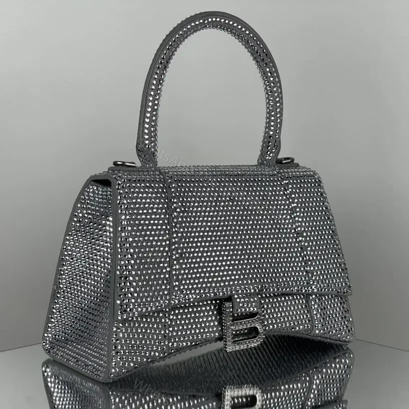 View 6 of 高仿Balenciaga*Hourglass系列沙漏包滿鑽銀色S