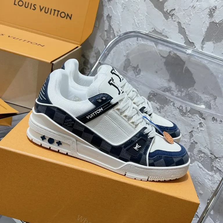 View 5 of Modern LV Monogram Luxe Sneakers - Contrast Panel High-Tops