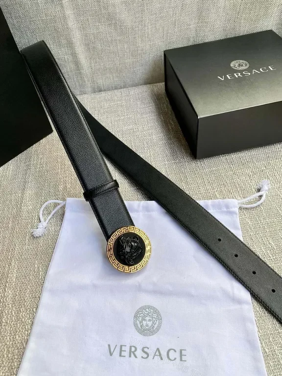 View 9 of Versace Black Leather Belt with Medusa Buckle â€“ Luxe Everyday Accessory