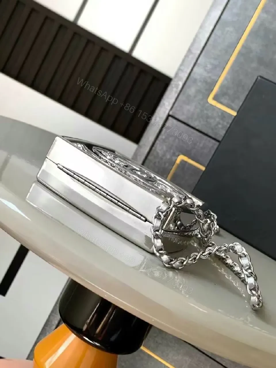 View 4 of Crystal-Embellished Mini Bag: Luxe Chain-Shoulder Style