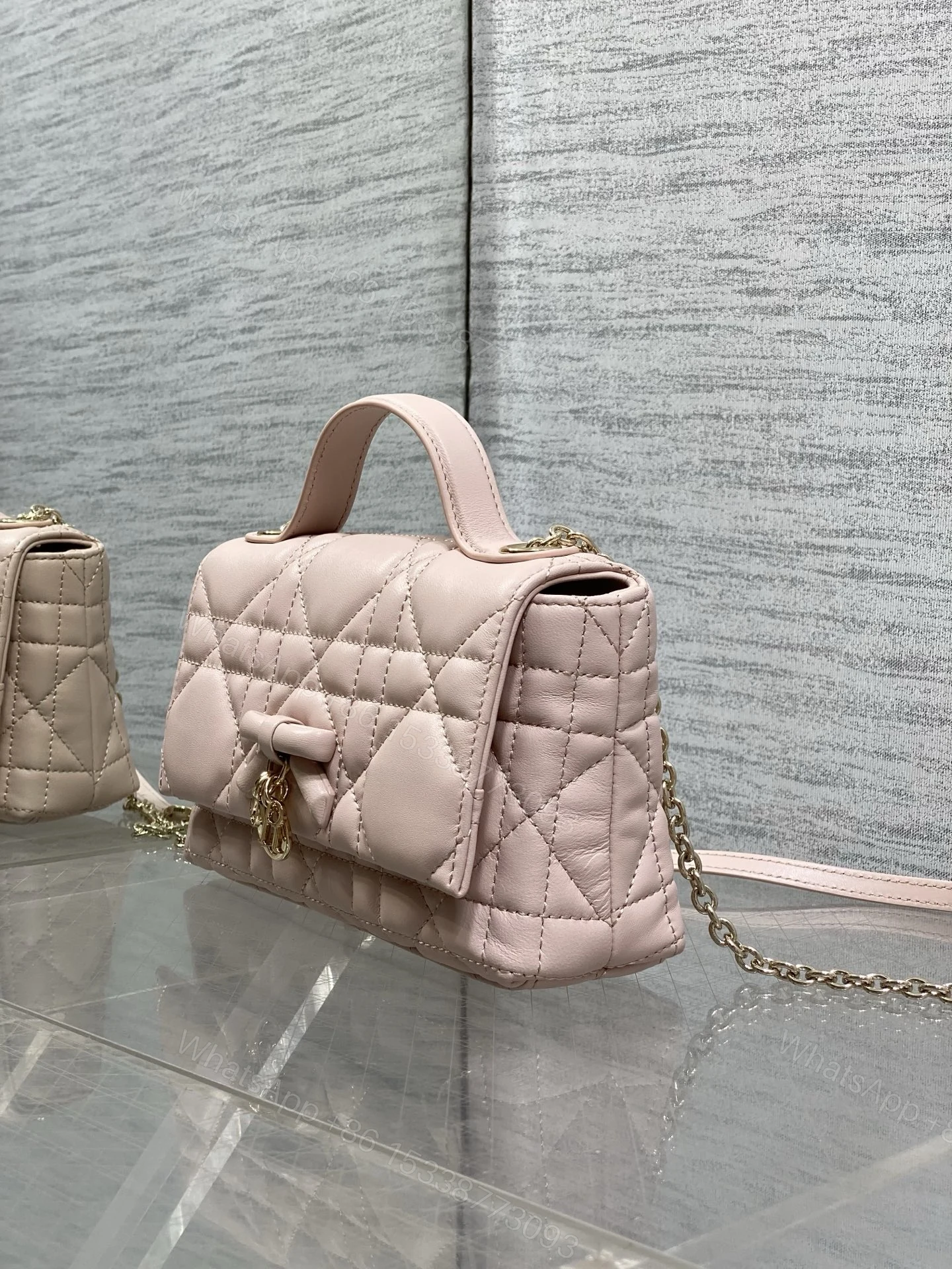 View 4 of Dior My Dior Mini Bag in Soupir Pink Cannage Lambskin