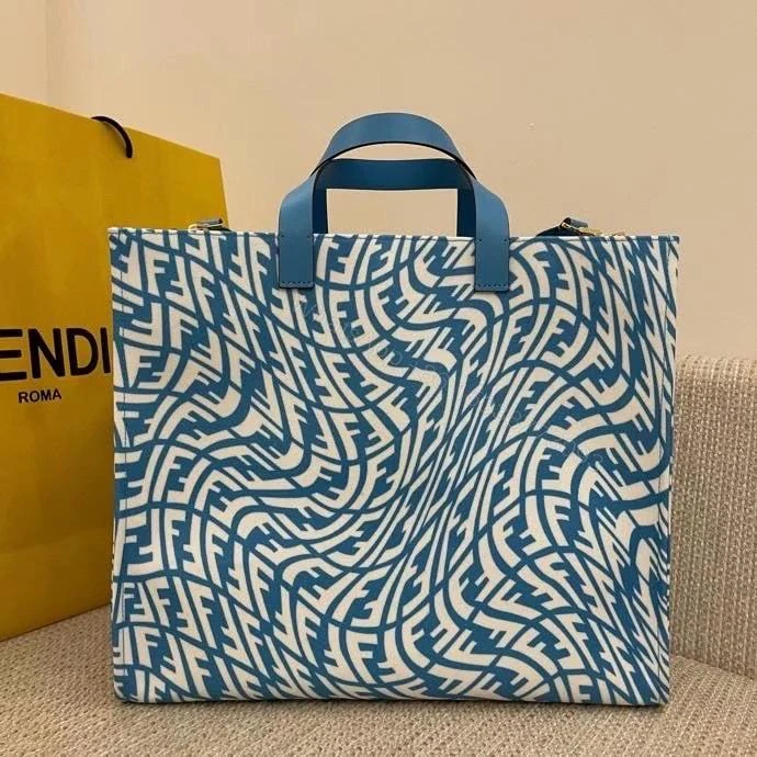 View 8 of Fendi Tote Bag with FF Vertigo Print – Blue – Totes