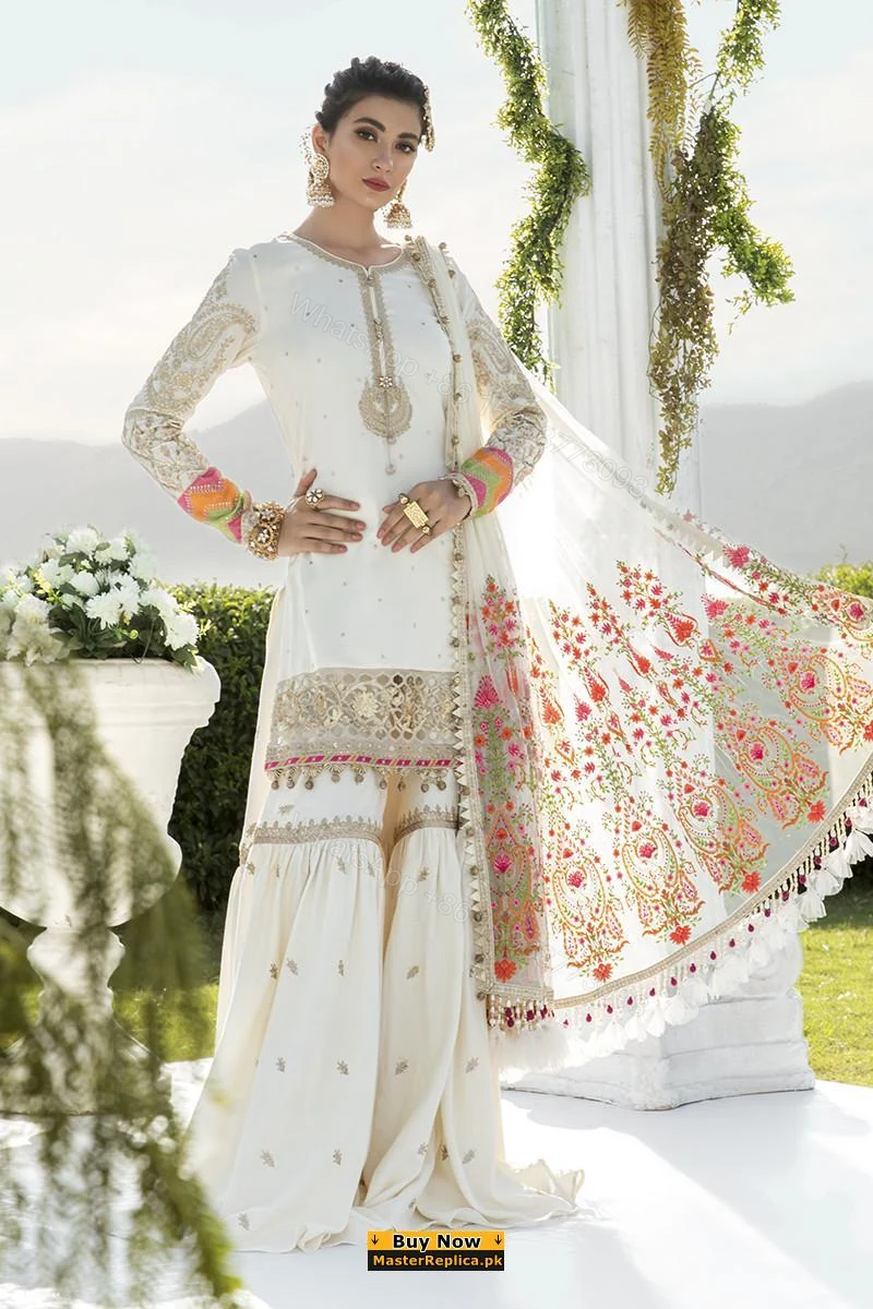 Maria B Off White Embroidered Dress Master Replica 2020 — view 1