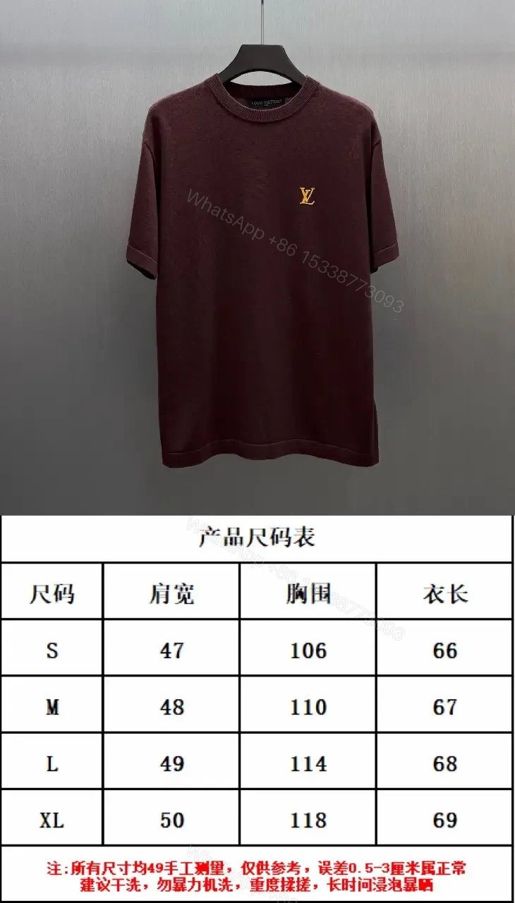 View 2 of Burgundy Cotton Tee: Minimal Luxury, LV Crest Shirt