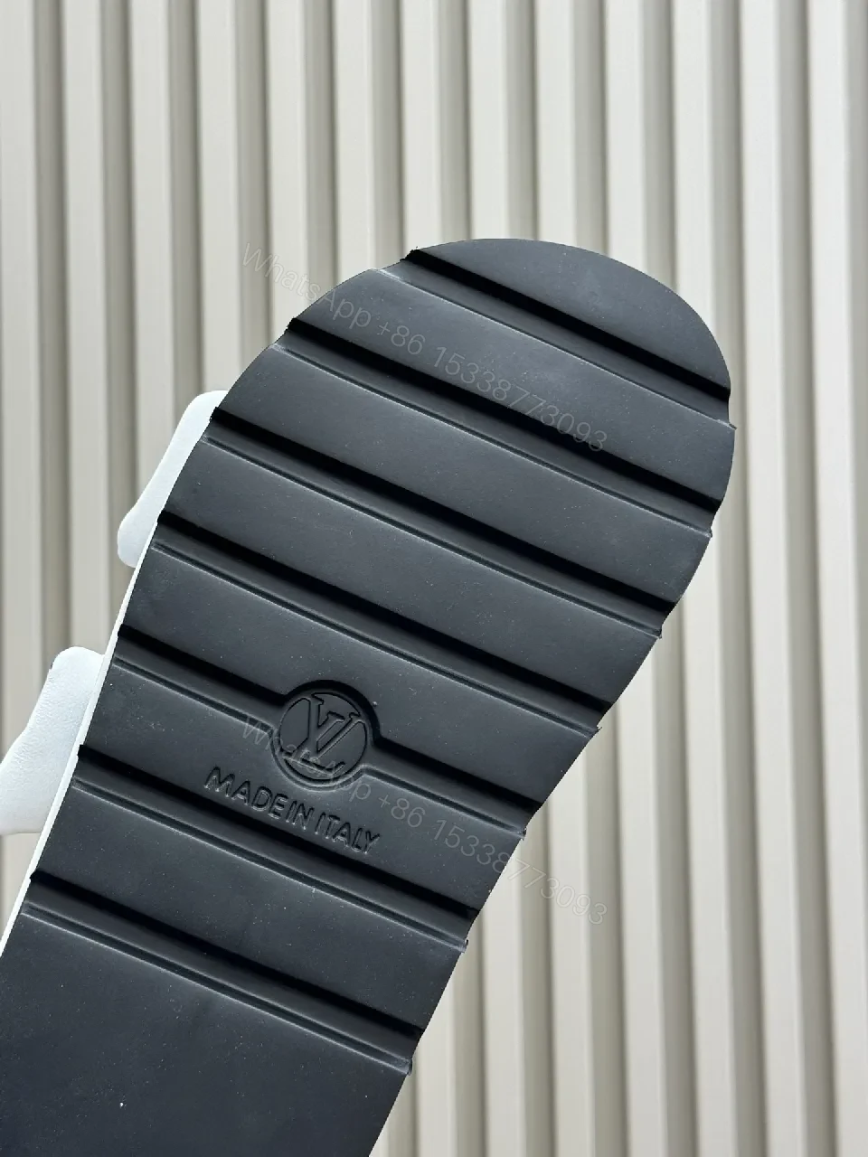 View 3 of Monogram-Pattern White Slip-Ons with Signature Logo