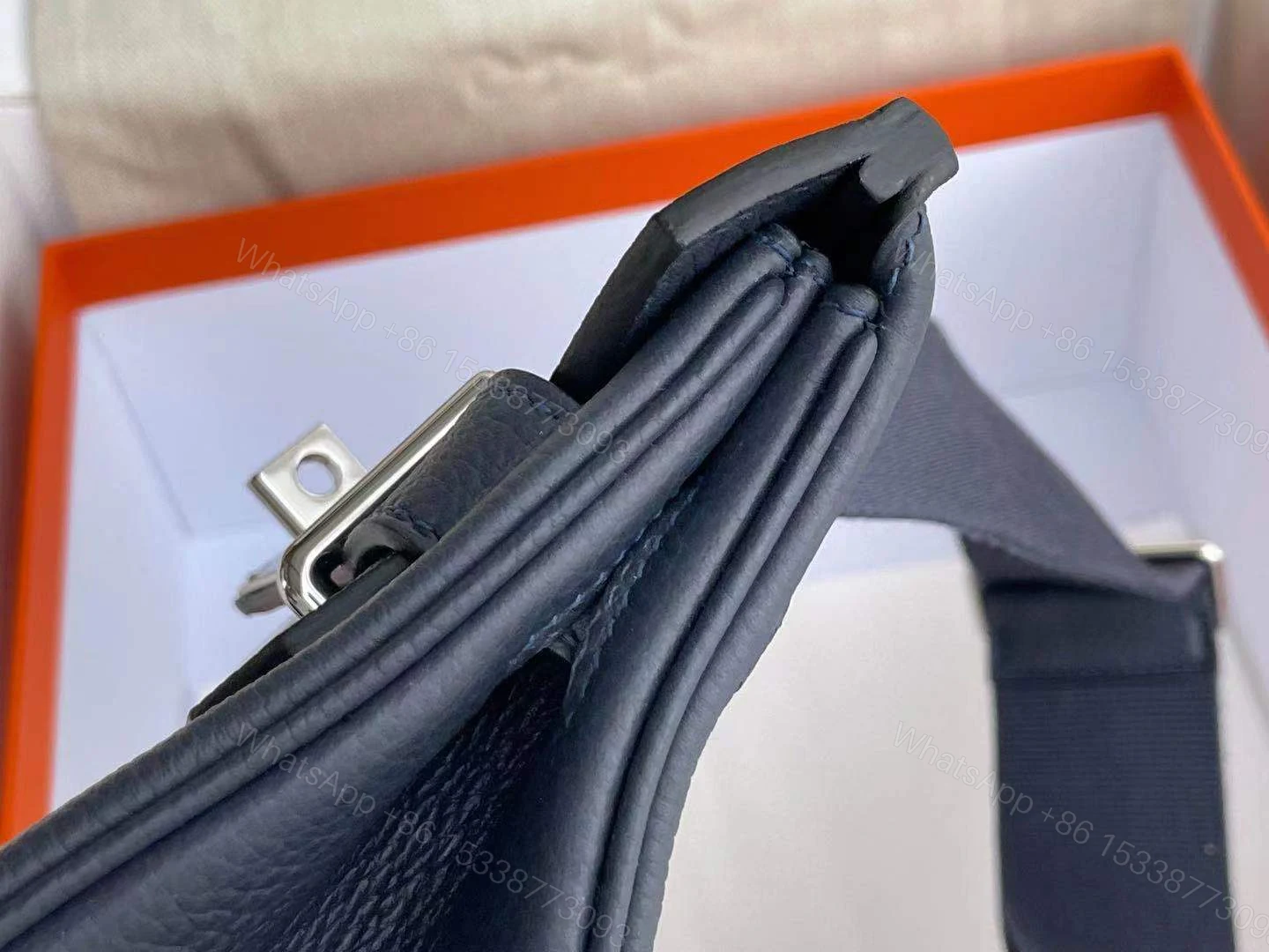 View 6 of HERMES HAC A DOS TOGO BACKPACK PALLADIUM HARDWARE NAVY BLUE 29CM