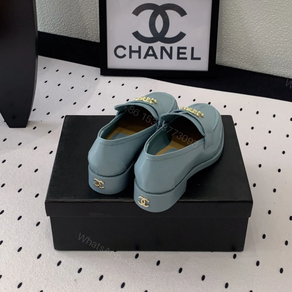 View 6 of 高仿Chanel*24S系列G45663E牛皮革樂福鞋藍色3CM免檢版