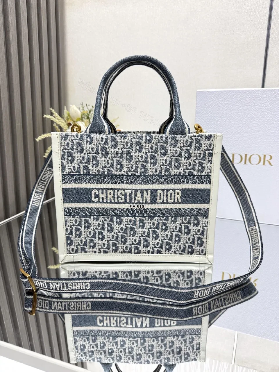 Denim-Patterned Luxury Tote: Bold Modern Craftsmanship — view 1
