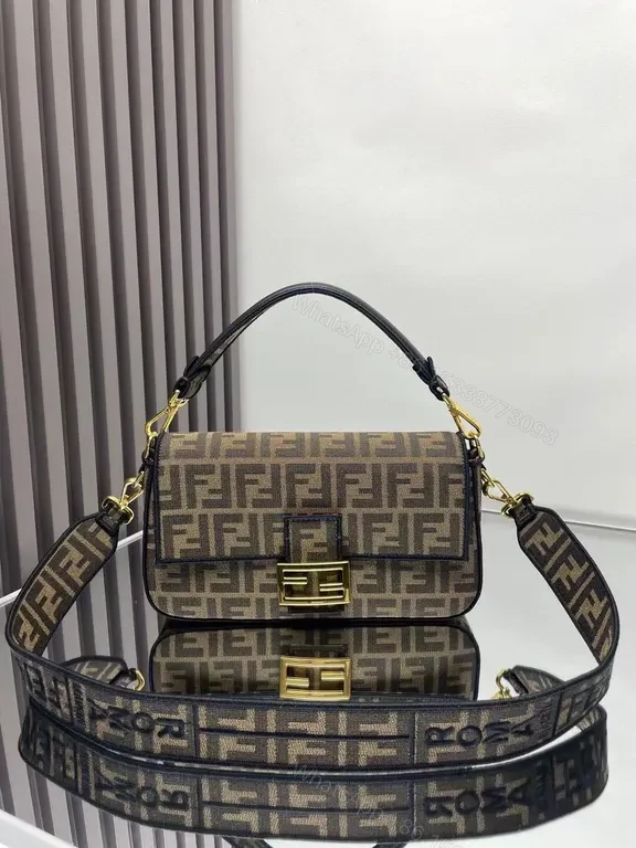 Compact Luxury Crossbody: Fendi-inspired, Gold Hardware, Double-Textured — view 1