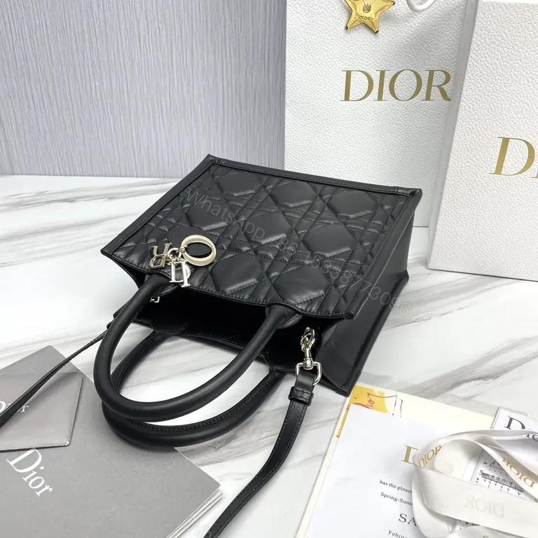 View 2 of Chic Black Quilted Dior-Handbag with Charm