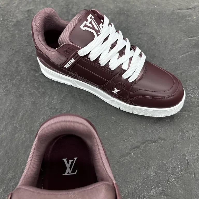 View 5 of Louis Vuitton-Inspired Burgundy Leather High-Tops â€“ Comfort-Driven Style