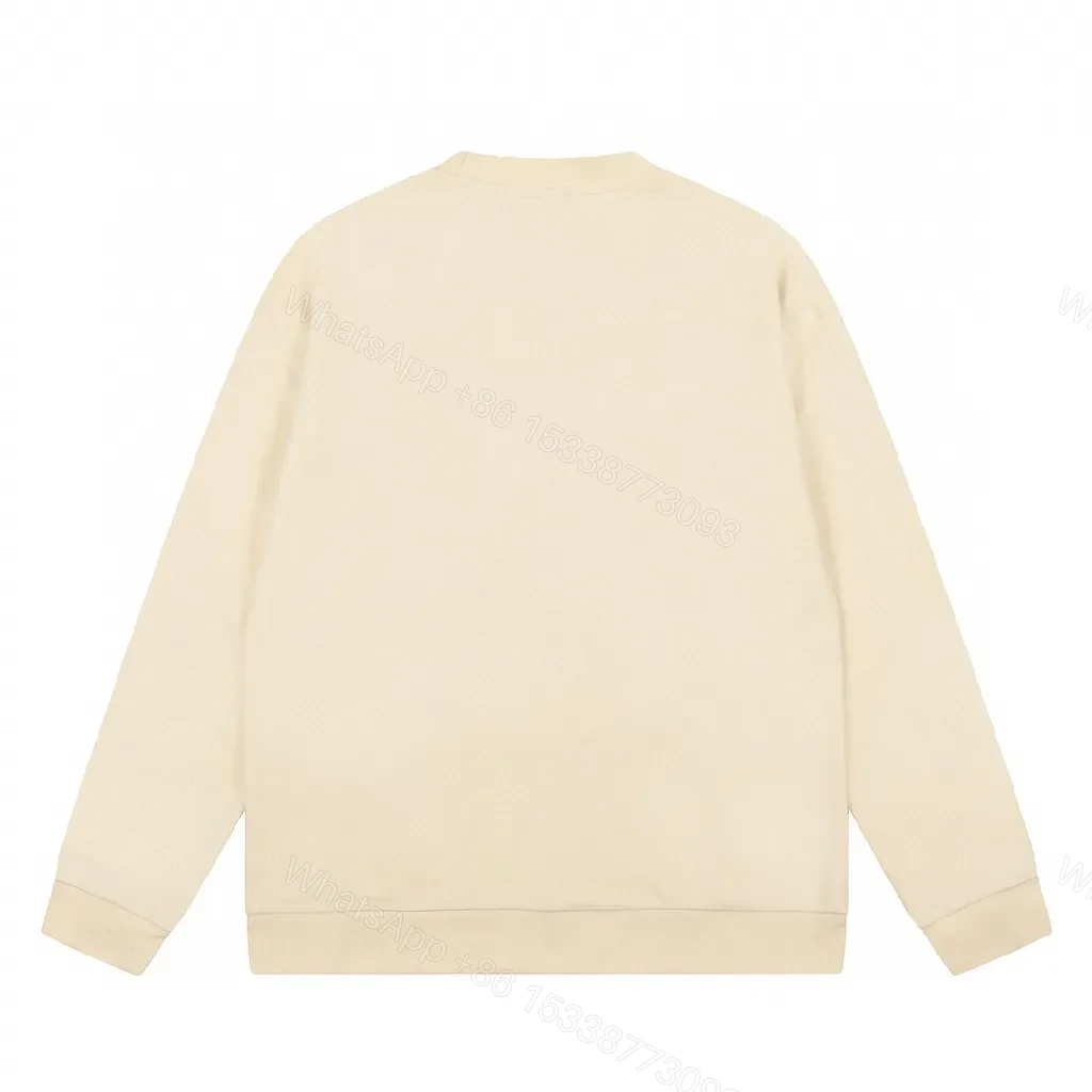 View 8 of Cream Beige Knit + Signature Logo Print Crewneck Sweatshirt