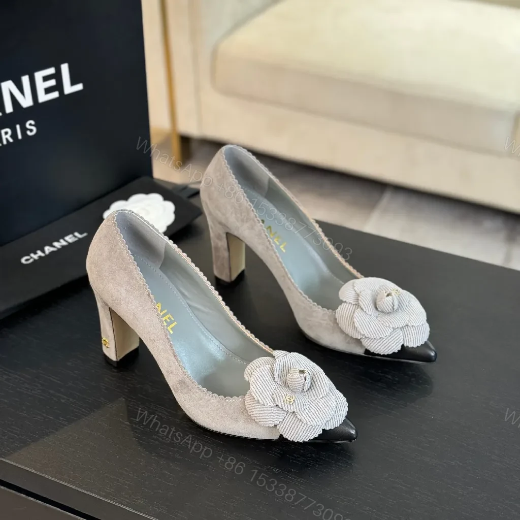 View 4 of Soft Taupe Corded-Flower Pumps with Chanel Twist Footwear