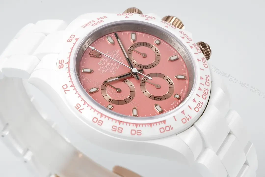 View 4 of Premium Rolex Daytona Pink Ceramic replica 40MM White Ceramic Bracelet Edition RG-DAYTONA-PINK-CERAMIC-WHITE-BRACELET-40