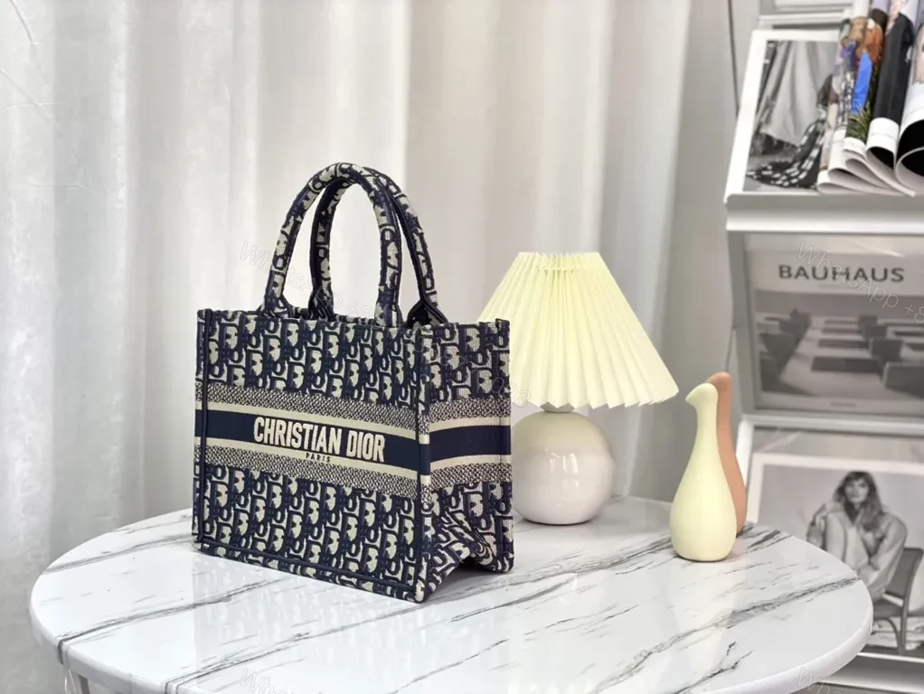 View 2 of Navy Dior Oblique Tote: Signature Pattern, Everyday Luxury