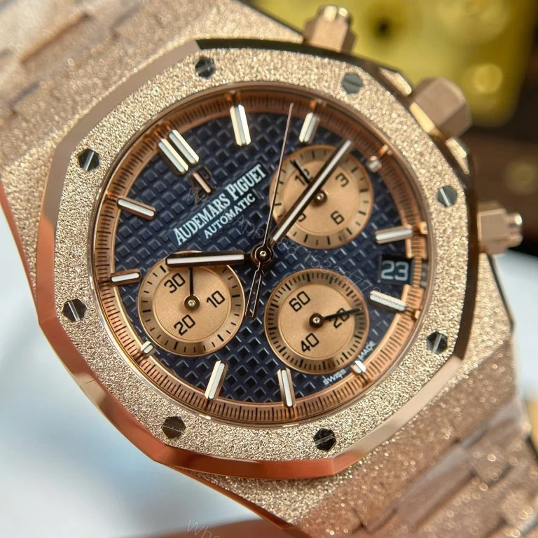 View 4 of Audemars Piguet Royal Oak Chronograph Frosted Gold 26240 Super Clone Blue Dial