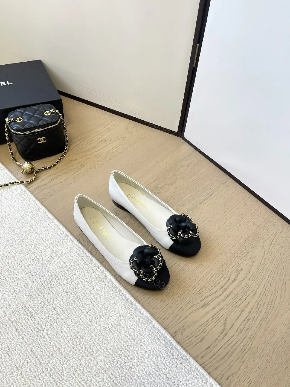 View 9 of Two-Tone Pointed-Toe Pumps with Chain Embellishment