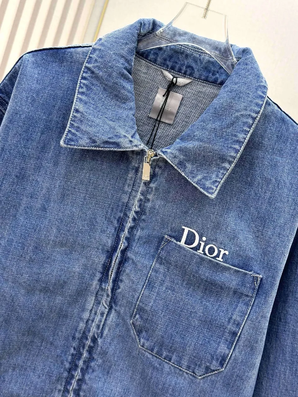 View 6 of Denim Utility Jacket with Dior-Inspired Pocket Detail