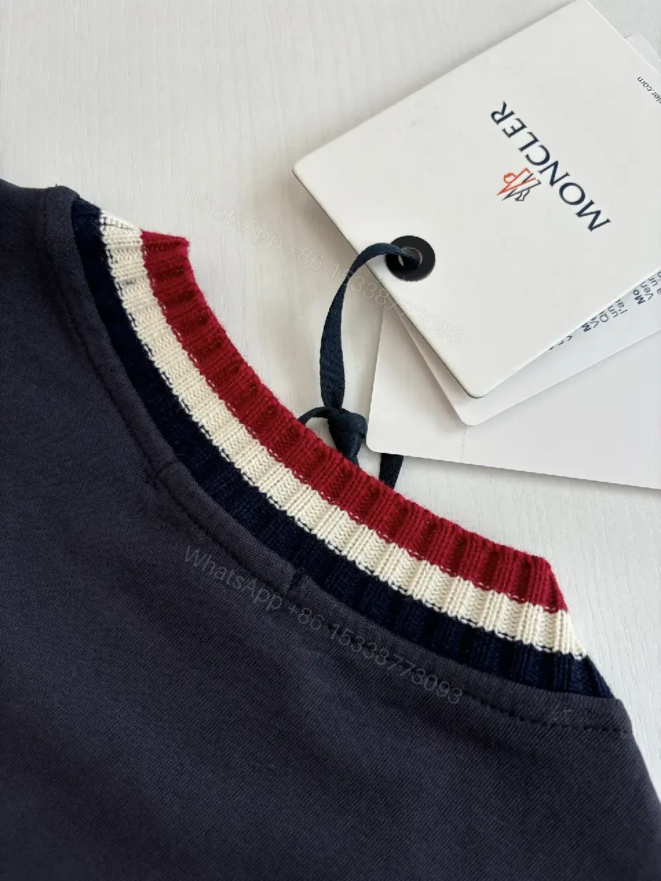 View 9 of Navy Cotton Crewneck Tee Moncler Style Key Feature
