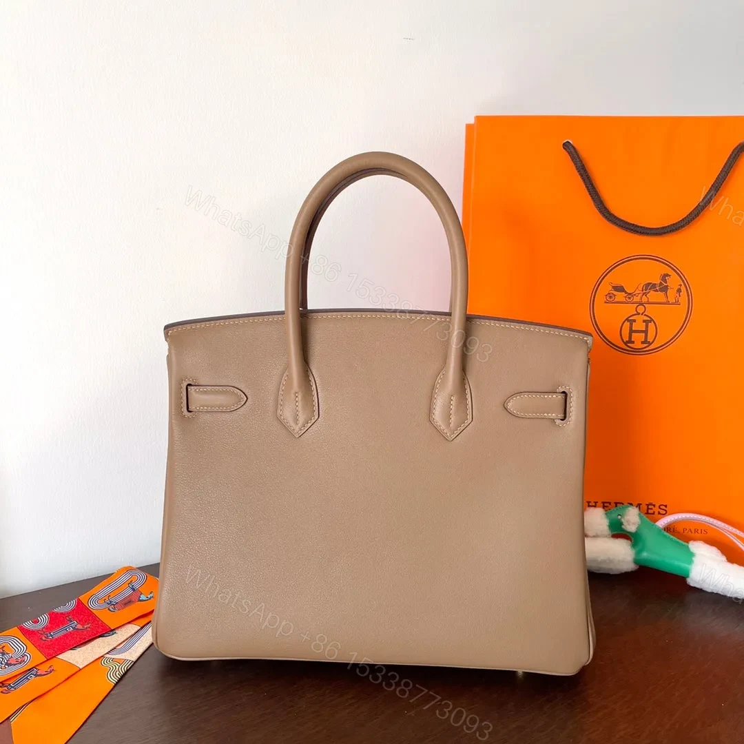 View 2 of HN 30CM BEIGE SWIFT LEATHER GOLD HARDWARE