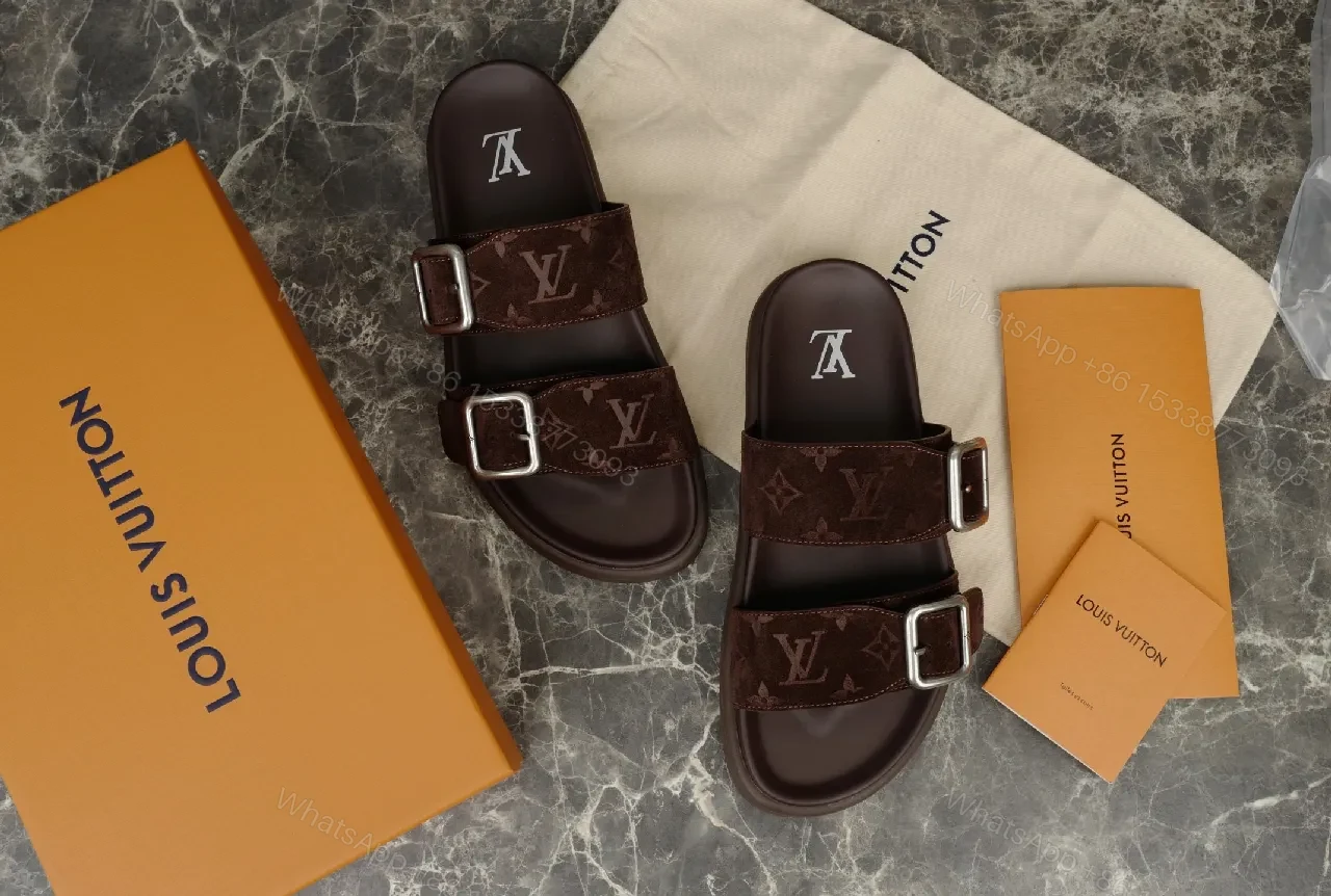View 2 of Brown Monogram Sandals: Luxury Comfort, Everyday Style