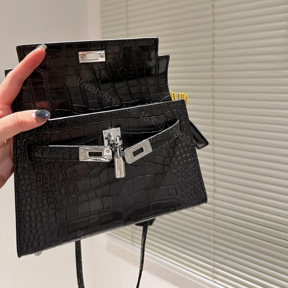 View 6 of Hermes Kelly Mini Handbag Matte Alligator Black 20Cm