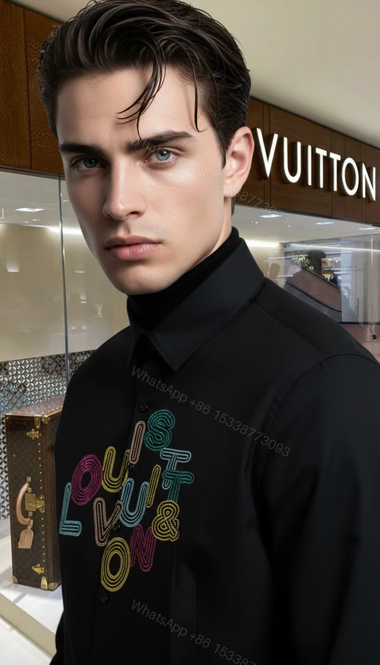 View 6 of FIRST COPY LOUIS VUITTON DIAMOND DESIGNER PARTY WEAR SHIRT