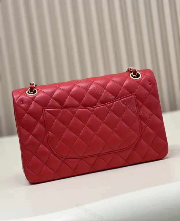 View 3 of Red Quilted Luxe Shoulder Bag with Gold Hardware