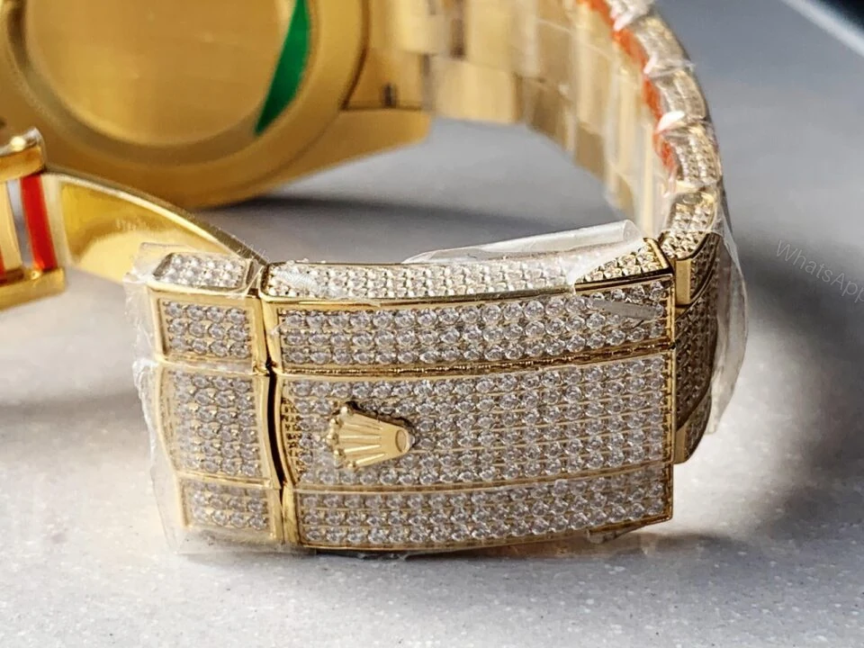 View 8 of Rolex OYSTER PERPETUAL 41mm 904L SS SILVER/GOLD MOISSANITE DIAMONDS BRACELET AND DIAL A2824 iced out