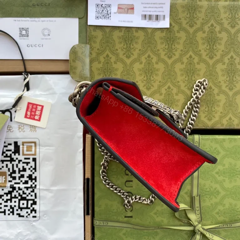 View 3 of Glam G GG Supreme Shoulder Bag - Red Suede Flap