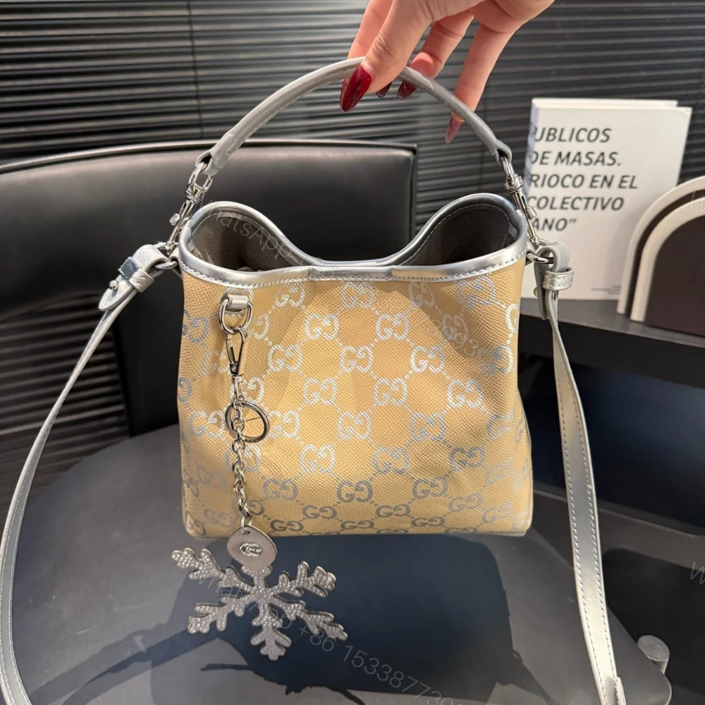 View 4 of Gucci Gg Emblem Small Bucket Bag Silver Gg Fabric 20Cm 815118 Fafel 8741