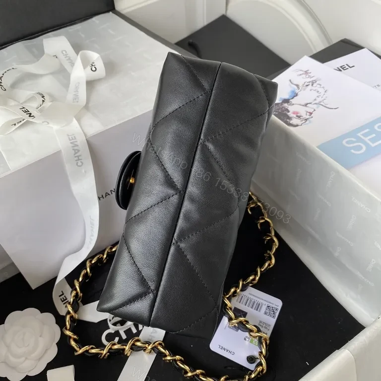 View 2 of Chanel-Inspired Quilted Black Flap Bag with Chain