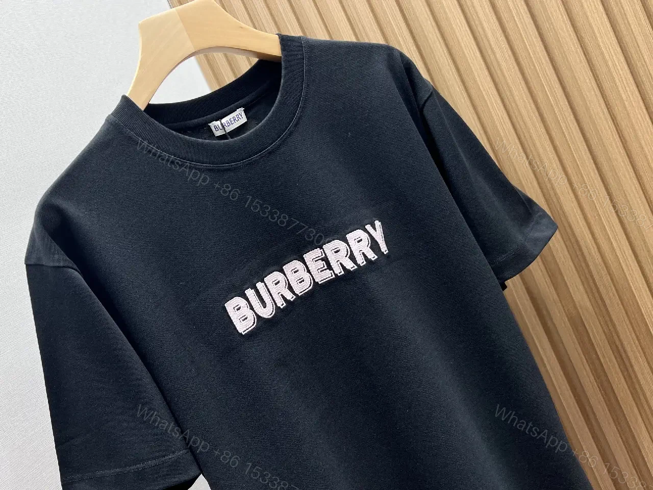 View 5 of Olive Cotton Oversized Burberry Logo Tee Short-Sleeve Shirt