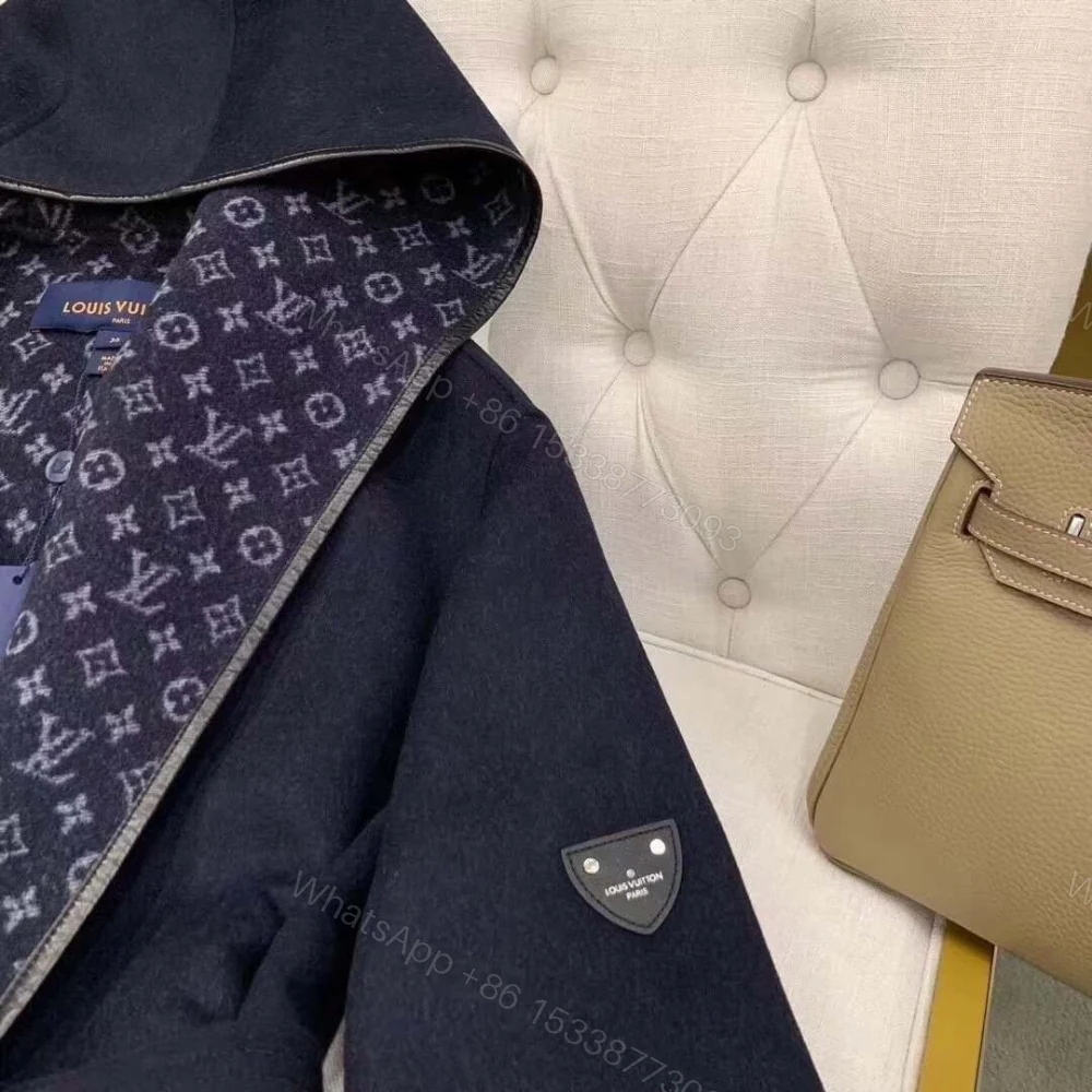 View 5 of Louis Vuitton Hooded Wrap Coat Black 1A4PE6
