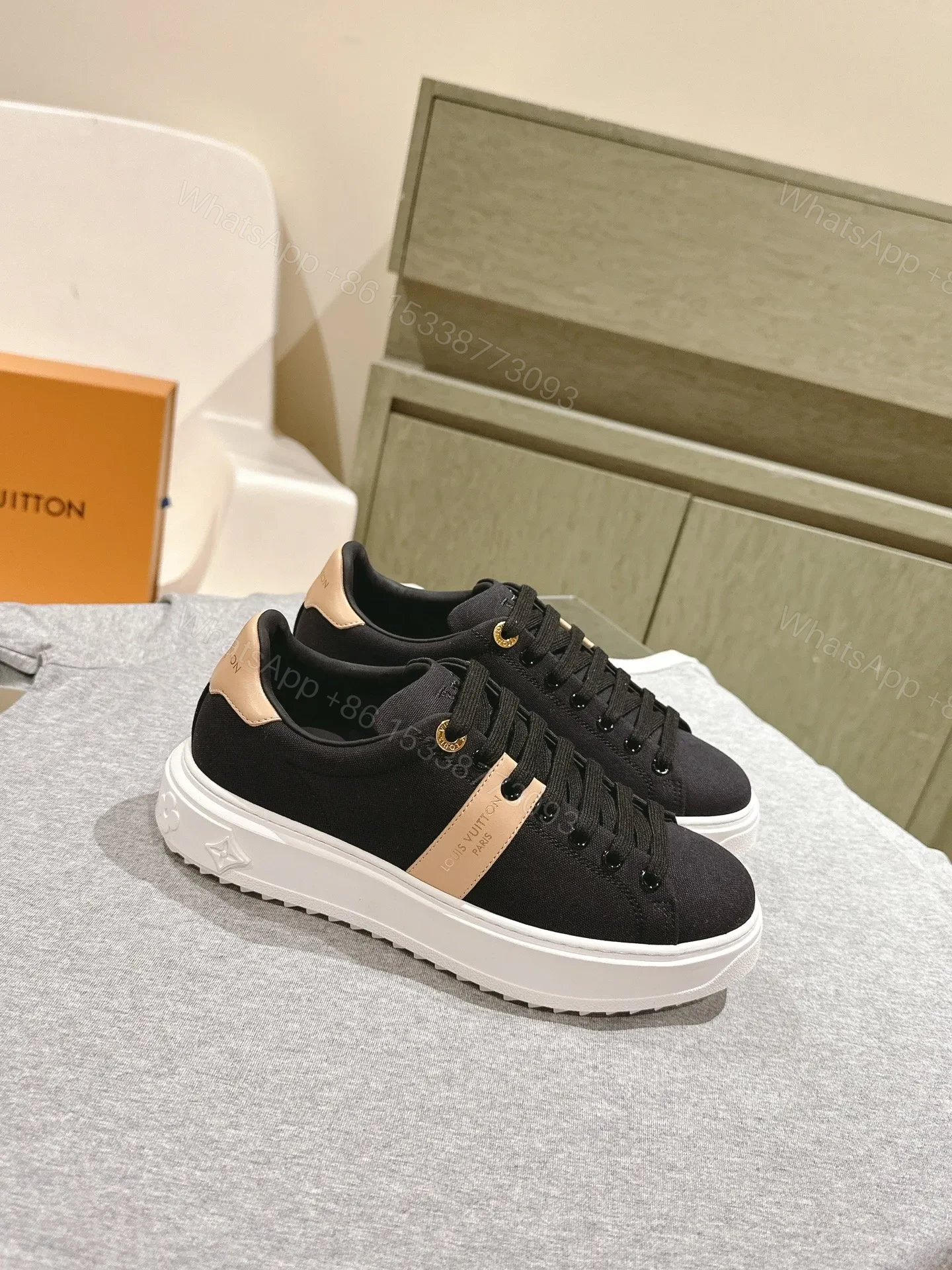 View 3 of LV Women Black Canvas Sneakers