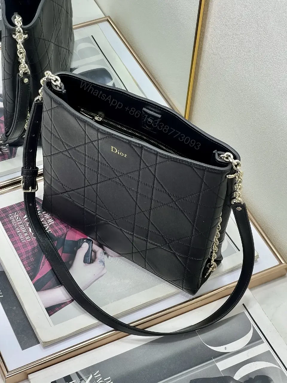 View 3 of Quilted Leather Crossbody: Structured Iconic Style Bag