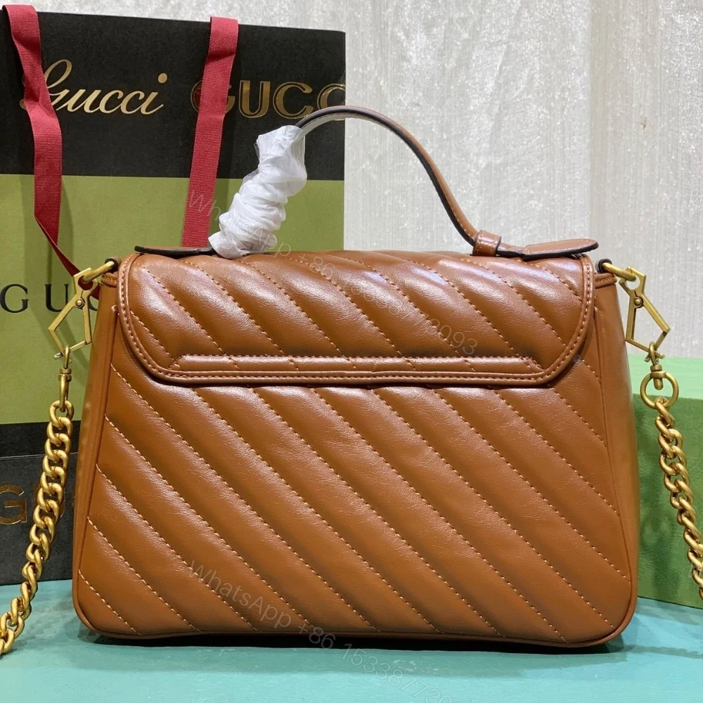 View 4 of Gucci GG Marmont Mini Top Handle Bag Brown 20Cm