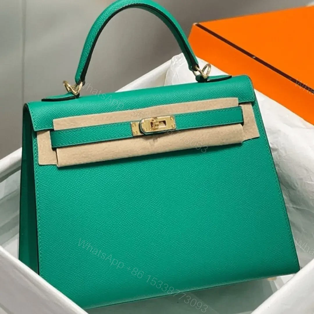 Replica Hermes Kelly 25cm Sellier Bag In Vert Jade Epsom Leather — view 1