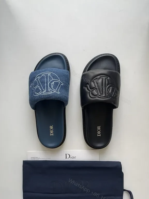 View 4 of Chic Black Dior-Embossed Slide: All-Day Comfort Luxury