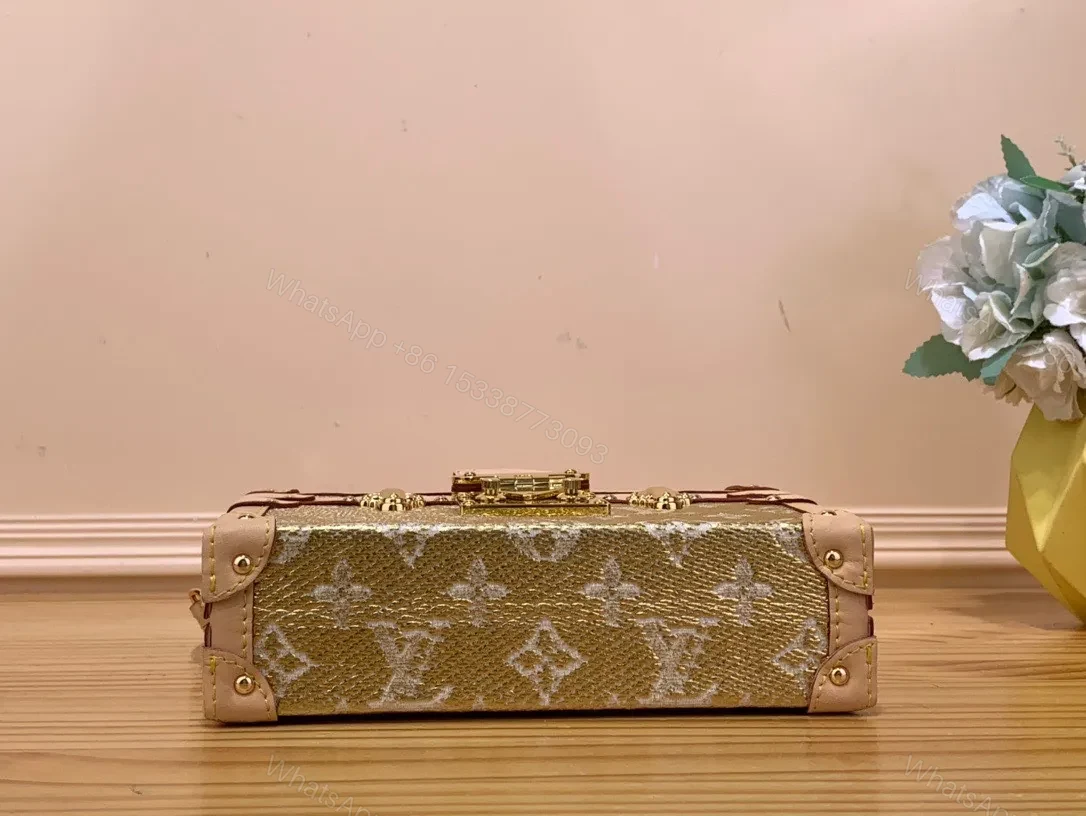 View 9 of Louis Vuitton LV Petite Box Shape Lock Plated Gold Handbags 20×12.5x5cm