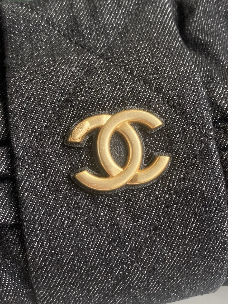 View 6 of Chic Black Denim Mini Bag with Gold Emblem