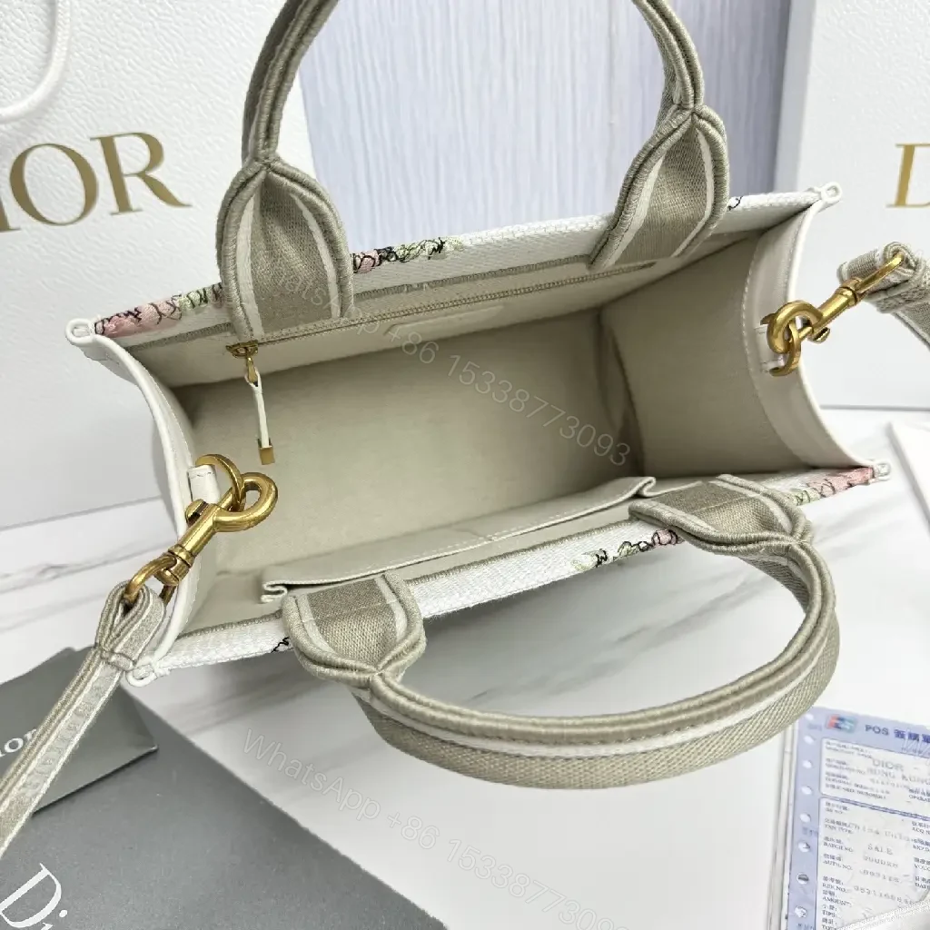 View 6 of Floral Canvas Tote with Sculpted Handles – Everyday Luxury Tote