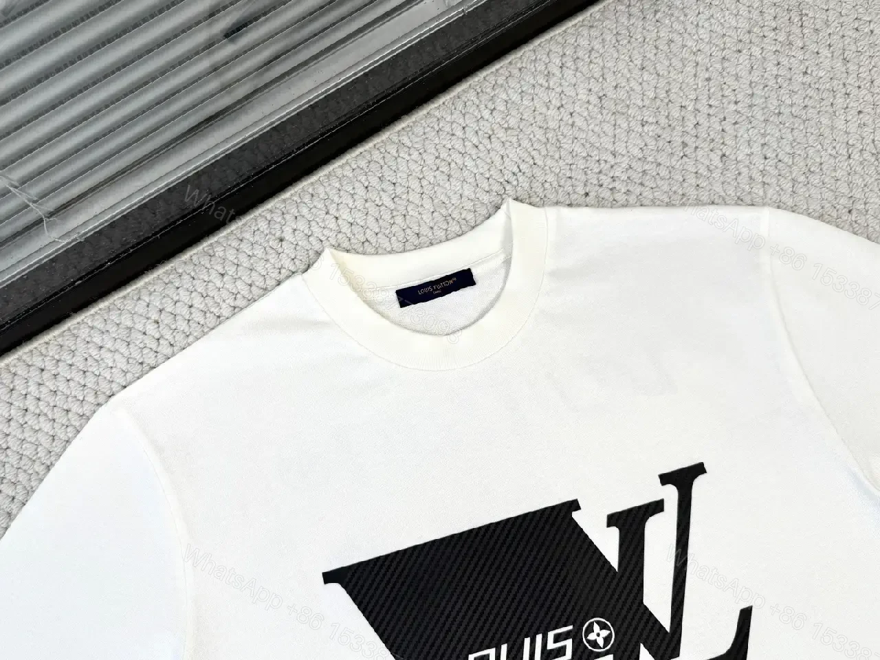 View 4 of White Cotton Graphic Tee, Bold Logo, Streetwear Essential