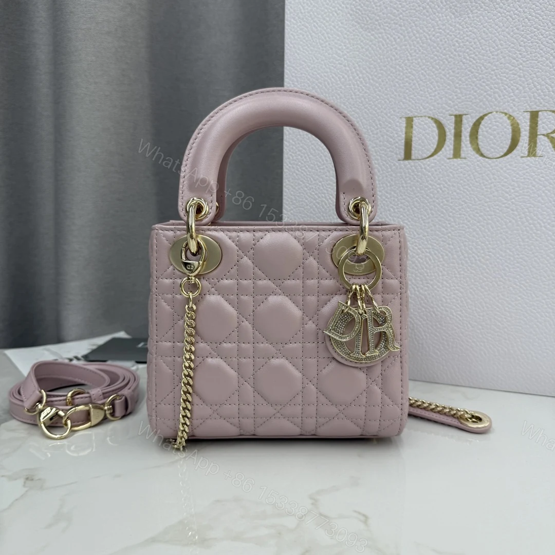 Dior原單粉色戴妃迷你包 女款時尚手提鏈條設計 — view 1