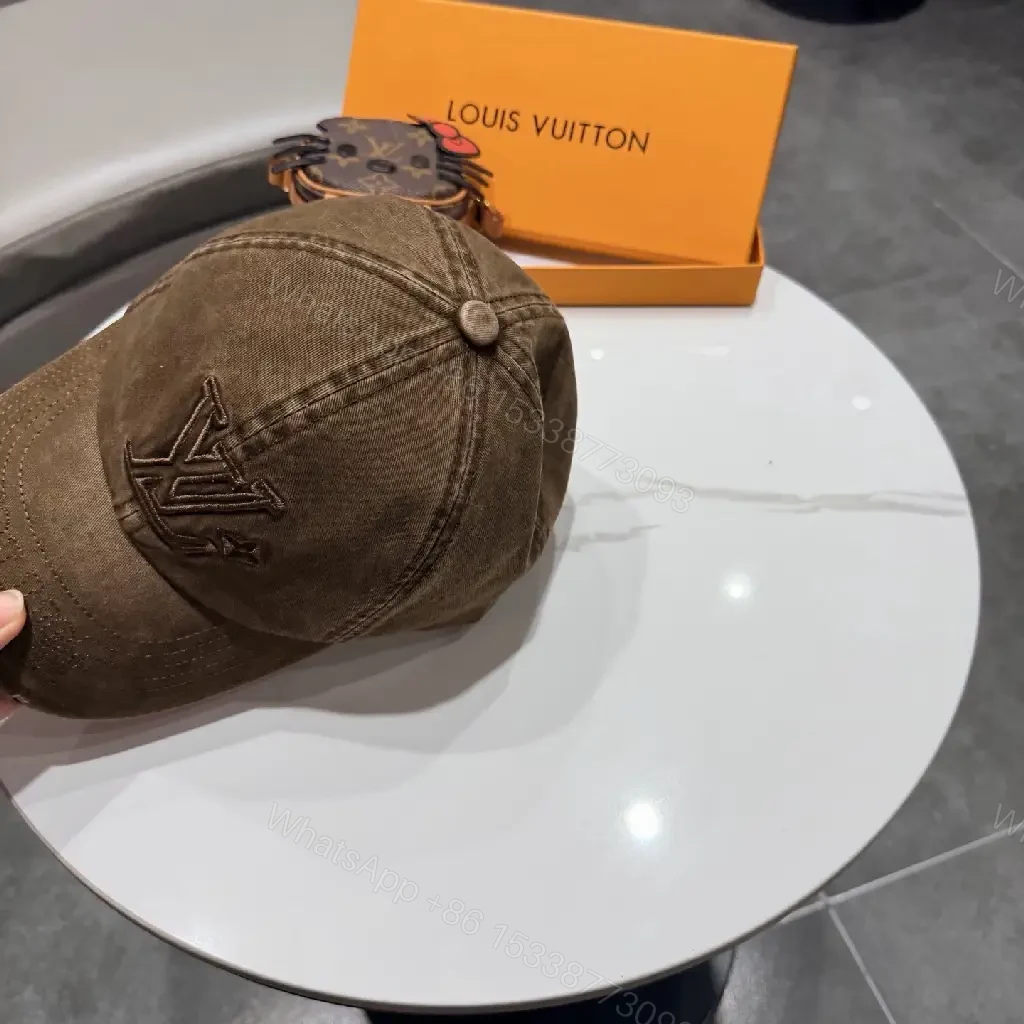 View 2 of Washed Brown Canvas Cap — Subtle LV Aesthetic, All-Day Comfort