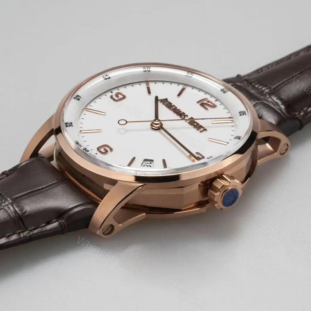 View 5 of APS Factory Audemars Piguet Code 11.59 Series Watch – Rose Gold and Stainless Steel, White Dial, Brown Leather Strap, 41mm Case, Calibre 4302 Automatic Movement